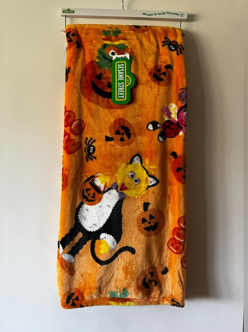 NEW Sesame Street Halloween Big Bird Elmo Cookie Monster Orange Throw 50"x60"
